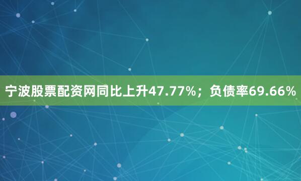宁波股票配资网同比上升47.77%；负债率69.66%
